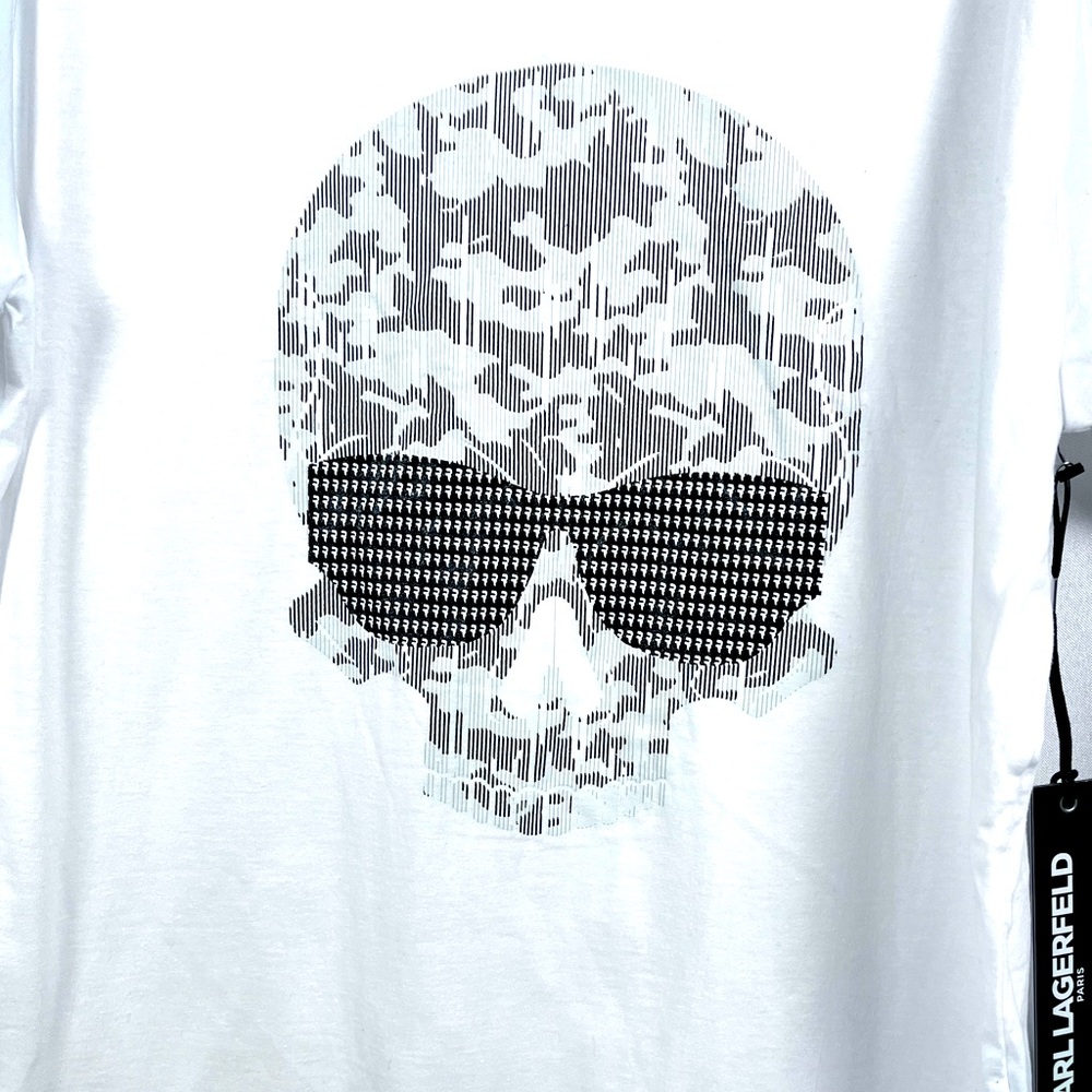 Karl Lagerfeld Paris Logo Tuxedo Suit Tie Sunglasses Short Sleeve T Shirt